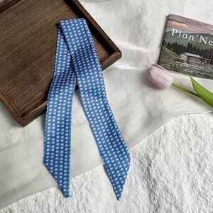 2× Bag Twilly Purse Skinny Scarf Blue Floral And Dots